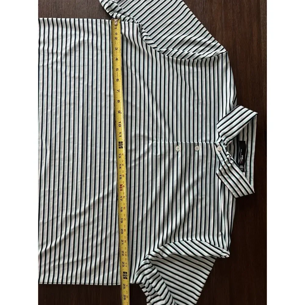 RLX Ralph Lauren Polo Shirt Men’s XL Performance Golf Blue Stripe Logo